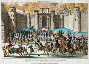 मास्को में फ्रांसीसी प्रवेश - बेनामी - 1812 - नक़्क़ाशी, जल रंग - 26,9x37,8 - निजी संग्रह द्वारा अनाम अनाम