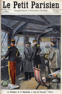 रिपब्लिक आर्मंड फॉलियरेस (1841-1931) के राष्ट्रपति कुइरासे "" वेराइट "" पर सवार थे। 26/07/1908 को "" ले पेटिट पेरिसियन "" समाचार पत्र में से एक। निजि संग्रह। द्वारा अनाम अनाम