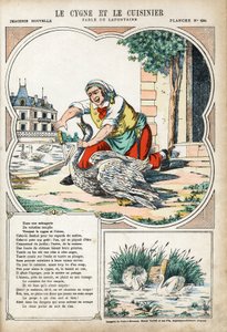हंस और रसोइया। जीन डे ला फॉन्टेन (लाफोंटेन) (1621-1695) द्वारा लेस फेबल्स के लिए बेनामी चित्रण। पोंट-ए-मूसन का चित्र, लगभग १८८०। निजी संग्रह। द्वारा अनाम अनाम