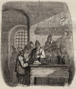 19वीं सदी में ब्रेस्ट बैगन की कैंटीन। पियरे ज़ैकोन (1817-1895) (कोलोनिया पेनेल - दंड कॉलोनी) द्वारा "उनके निर्माण से लेकर आज तक दोषियों का इतिहास" (1877) में उत्कीर्णन। निजि संग्रह। द्वारा अनाम अनाम