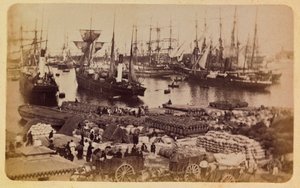1885 -1890 के आसपास मार्सिले और उसके आसपास का शहर: बेसिन डे ला जोलीएट, बिल्लियों पर कार्गो बोर्डिंग, निजी संग्रह द्वारा अनाम अनाम