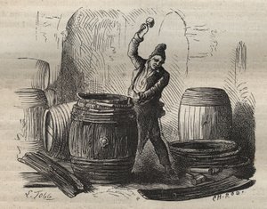 19 वीं शताब्दी में टूलॉन बैगन का कूपर। पियरे ज़ैकोन (1817-1895) (कोलोनिया पेनेल - दंड कॉलोनी) द्वारा "उनके निर्माण से लेकर आज तक दोषियों का इतिहास" (1877) में उत्कीर्णन। निजि संग्रह। द्वारा अनाम अनाम