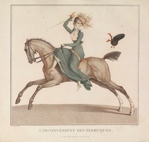 विग्स का नुकसान (L'inconvenient des Perruques), Anonymous । कॉपर उत्कीर्णन, जल रंग द्वारा अनाम अनाम