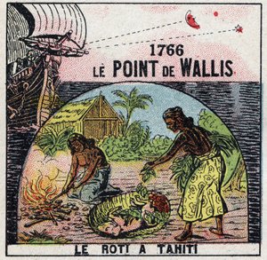 समय: 1766 में सैमुअल वालिस (1728-1795) के बिंदु ने उस बिंदु के देशांतर को जानने की अनुमति दी जहां यह सितारों और चंद्रमा के बीच की दूरी के सापेक्ष स्थित था। 1925 से बेनामी चित्रण। निजी संग्रह। द्वारा अनाम अनाम