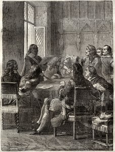 Ryswick की संधि (Ryswick की संधि, 30 अक्टूबर 1697) (लुई XIV और महान गठबंधन के बीच ऑग्सबर्ग लीग के युद्ध का अंत)। 19वीं सदी की नक्काशी। निजि संग्रह। द्वारा अनाम अनाम