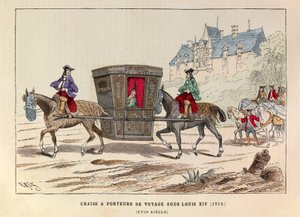 राजा लुई XIV (1715) के शासनकाल में यात्रा करने के लिए एक कुर्सी - फ्रांस के राजा लुई XIV के घोड़ों के शासनकाल द्वारा की गई सेडान कुर्सी द्वारा अनाम अनाम