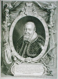 जॉन जॉर्ज I (1585-1656) सक्सोनी के निर्वाचक, 'पोर्ट्रेट्स डेस होम्स इलस्ट्रेस' से, कोएनराड वुमन्स द्वारा उकेरा गया, 1706 में प्रकाशित (उत्कीर्णन)