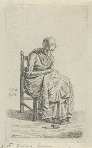 कुर्सी पर बैठी महिला गेल्डरलैंड किसान (वस्तु पर शीर्षक) 12 अध्ययन मूर्तियाँ (श्रृंखला शीर्षक) द्वारा एंथोनी विलेम हेंड्रिक नोल्थेनियस डी मानो