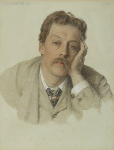 चार्ल्स ऑगस्टस हॉवेल, 1882 (पीले नीले कागज पर रंगीन चाक)