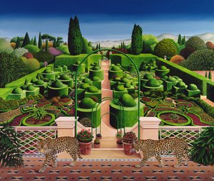 इतालवी गार्डन, 1987 (बोर्ड पर एक्रिलिक)