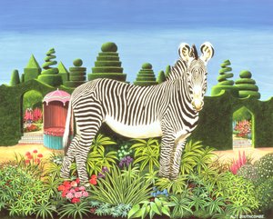 ज़ेबरा इन ए गार्डन, 1977 (एक्रिलिक ऑन बोर्ड)
