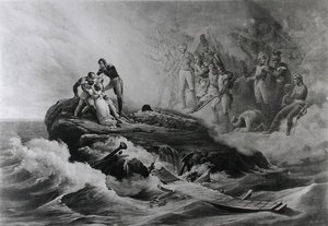 बर्ट्रेंड परिवार की विदाई, सेंट हेलेना, c.1821-36 द्वारा एंटोनी चार्ल्स होरेस वर्नेट