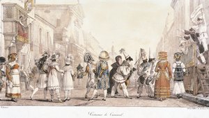 एंटोनी-जीन-बैप्टिस्ट थॉमस (1791-1833), वॉटरकलर द्वारा कार्निवल वेशभूषा। इटली