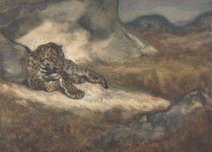 तेंदुआ लेटा हुआ, 1810-75। द्वारा एंटोनी लुइस बेरी