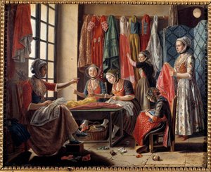 1760 में Arles में एक सिलाई कार्यशाला एंटोनी रासपाल (1738-1811) द्वारा 1760 Arles, Musee Reattu द्वारा चित्रकारी द्वारा एंटोनी रस्पाल