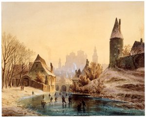एक नदी पर स्केटिंग रिंक, 1855।