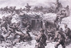 द इलस्ट्रेटेड हिस्ट्री ऑफ़ द वर्ल्ड वॉर 1914-1915 पब से सिलेसियन, प्रशिया और इंपीरियल जर्मन सैनिकों द्वारा मॉस्को ग्रेनेडियर कॉर्प्स की हार। यूनियन बर्लागसेफेलफ्चाफ्ट द्वारा द्वारा एंटोन हॉफमैन