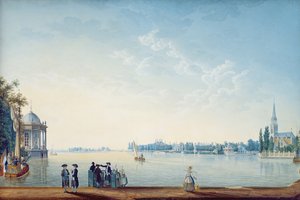 हॉलैंड में 1814 में वाटरलैंड में हवन्रक से ब्रोक, या इज़सेल के किनारे ज़्वोलल शहर द्वारा Anton Ignaz Melling
