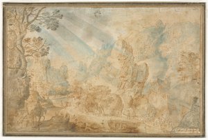 फिगर के साथ माउंटेन लैंडस्केप, पहले छमाही 1600s।
