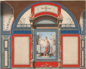 रोम में विला नेग्रोनी के मैदान पर एक रोमन घर का म्यूरल, इरॉटस के साथ शुक्र। 1778