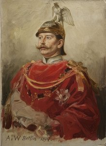 विल्हेम द्वितीय (1859-1941) का चित्रण, जर्मनी का सम्राट और प्रशिया का राजा। 1894