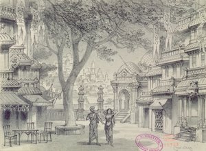 लियो डेलिबेस (1836-91) द्वारा ओपेरा लक्मे के अधिनियम II के लिए सेट डिजाइन