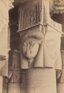 डेंडेरा, मंदिर का आंतरिक भाग, हाथोर कैपिटल, सी। 1870 - 1880। द्वारा एंटोनियो बीटो