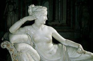पाओलिना बोर्गीस वीनस विक्ट्रिक्स के रूप में, एंटोनियो कैनोवा (1757-1822), सफेद संगमरमर द्वारा द्वारा एंटोनियो कैनोवा
