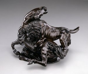 शेर पर हमला करने वाला घोड़ा। c.1580 - 90 द्वारा एंटोनियो सुसिनी