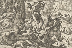 भालू का शिकार, 'हंटिंग सीन VI' से, 1609। द्वारा एंटोनियो टेम्पेस्टा