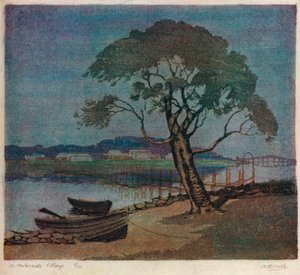 ए वाटरसाइड विलेज, c1921 द्वारा आर्चीबाल्ड बर्ट्राम वेब