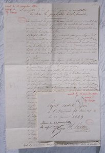 प्रकाश के वेग को निर्धारित करने के लिए फ़िज़ौ के प्रयोगों का वर्णन करने वाला पत्र द्वारा आर्मंड-हिप्पोलीटे-लुई फ़िज़ौ