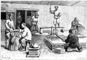 एक पेपर मिल, चीन, 1895। द्वारा अरमानंद कोहल