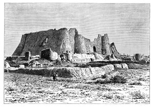 1895 में फारस ईरान के वेरमिन का ध्वस्त किला। द्वारा अरमानंद कोहल