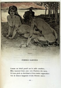 चार्ल्स बौडेलेयर (1821-1867) 1899 द्वारा "लेस फ्लेयर्स डू मल" में "शापित महिला" कविता के लिए आर्मंड रासेनफोस (1862 - 1934) द्वारा चित्रण