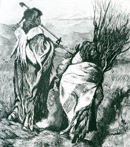 हियावथा और मिन्ने-हा-हा, जोसफ स्वैन द्वारा उकेरा गया (1820-1909) 1870 (उत्कीर्णन) (बी/डब्ल्यू फोटो) द्वारा आर्थर बॉयड (बाद) हाउटन