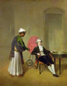 एक सज्जन, संभवतः विलियम हिक्की और उनका भारतीय नौकर, c.1785 (कैनवास पर तेल) द्वारा आर्थर देवी