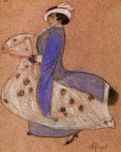 पैंटोमाइम हॉर्स, 1918 (कागज पर चाक)