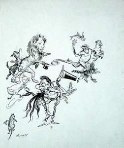 'पक्षियों, जानवरों और मछलियों को भ्रमित करने वाले लोगों द्वारा जल्दी किया जा रहा था', एसजे अडायर फिट्जगेराल्ड द्वारा 'द ज़ंकिवैंक एंड द ब्लेथरविच' का चित्रण, 1896 में प्रकाशित (कागज पर कलम और स्याही) द्वारा आर्थर रैकहम