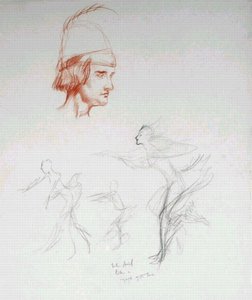 विलियम शेक्सपियर (1564-1616) द्वारा लिखित 'द टेम्पेस्ट' से एरियल लाइक ए अप्सरा दर्ज करें (कागज पर पेंसिल और संगीन) द्वारा आर्थर रैकहम