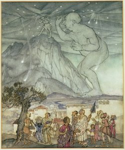 हरक्यूलिस एटलस के स्थान पर स्काई का समर्थन करते हुए द्वारा आर्थर रैकहम