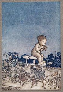 पीटर पैन जेएम बैरी (1860 - 1937), पब द्वारा केंसिंग्टन गार्डन में पीटर पैन से परियों का ऑर्केस्ट्रा है। 1906 द्वारा आर्थर रैकहम