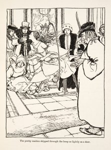 लिटिल ब्रदर एंड लिटिल सिस्टर एंड अदर टेल्स बाय द ब्रदर्स ग्रिम, पब.1917 (लिथो) से सुंदर युवती एक हिरण की तरह हल्के से घेरा से निकल गई। द्वारा आर्थर रैकहम