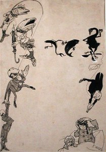 टाइट फॉर टाट, कैसल्स मैगज़ीन का चित्रण, 1902 में प्रकाशित (कागज पर कलम और स्याही) (202130 देखें) द्वारा आर्थर रैकहम
