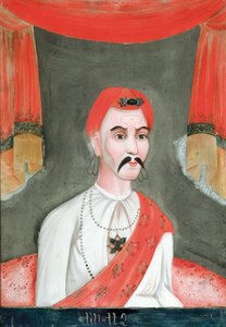भारतीय बाजार के लिए भारत या चीन से एक भारतीय रईस की उलटी कांच की पेंटिंग (कांच पर तेल)
