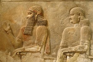 सरगोन II और गार्ड का विवरण, खोरसाबाद में राजा सरगोन के महल से राहत, c.716-713 ई.पू. द्वारा असीरियन