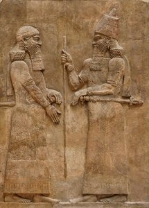 सरगोन II और गणमान्य, खोरसाबाद में राजा सरगोन के महल से राहत, c.716-713 ई.पू.