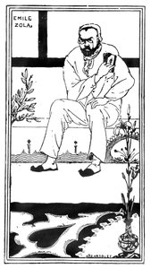 एमिल ज़ोला, 1893 88 @ ज़ोला (1840-1902) फ्रांसीसी लेखक और उपन्यासकार; &39;पल मॉल बजट&39; पत्रिका से चित्रण; द्वारा ऑब्रे बियर्डस्ले