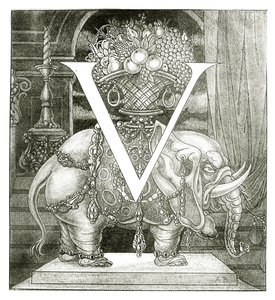 प्रारंभिक पत्र &39;वी&39; से वॉलपोन, 1898 द्वारा ऑब्रे बियर्डस्ले