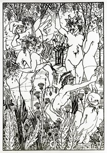 ल'ऑर्गी, c.1894 (लिथो) द्वारा ऑब्रे बियर्डस्ले